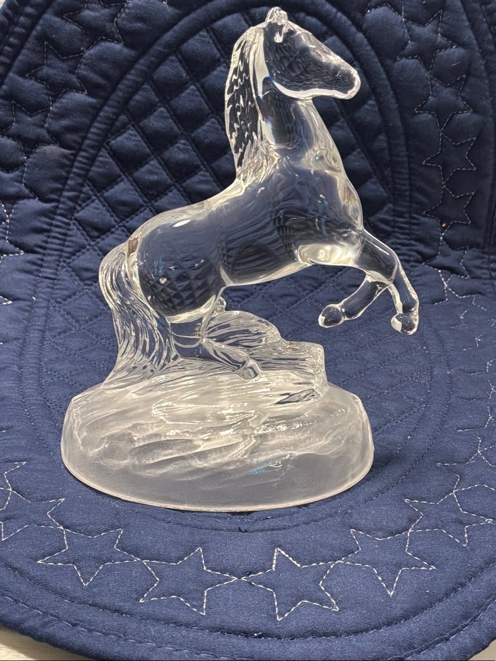 Clear Glass Rearing Horse Figurine - Elegant Home Art Accent